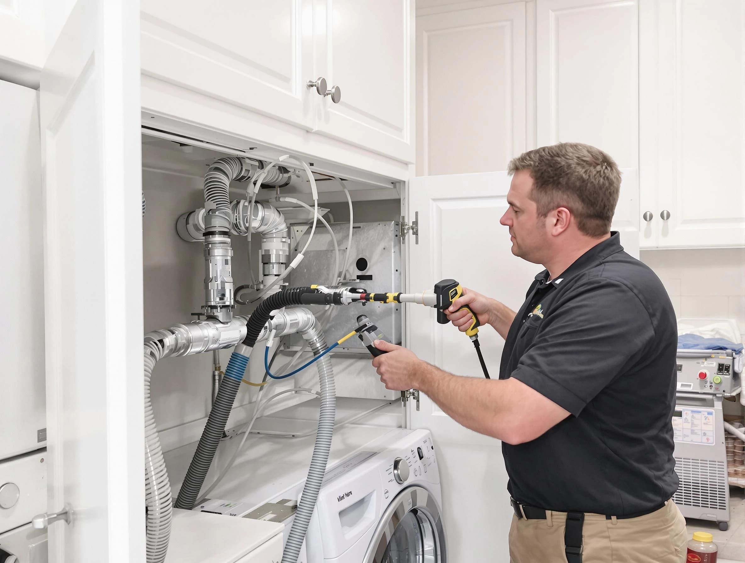 Moon Dryer Vent Cleaning professional removing severe blockage from a clogged dryer vent in Moon