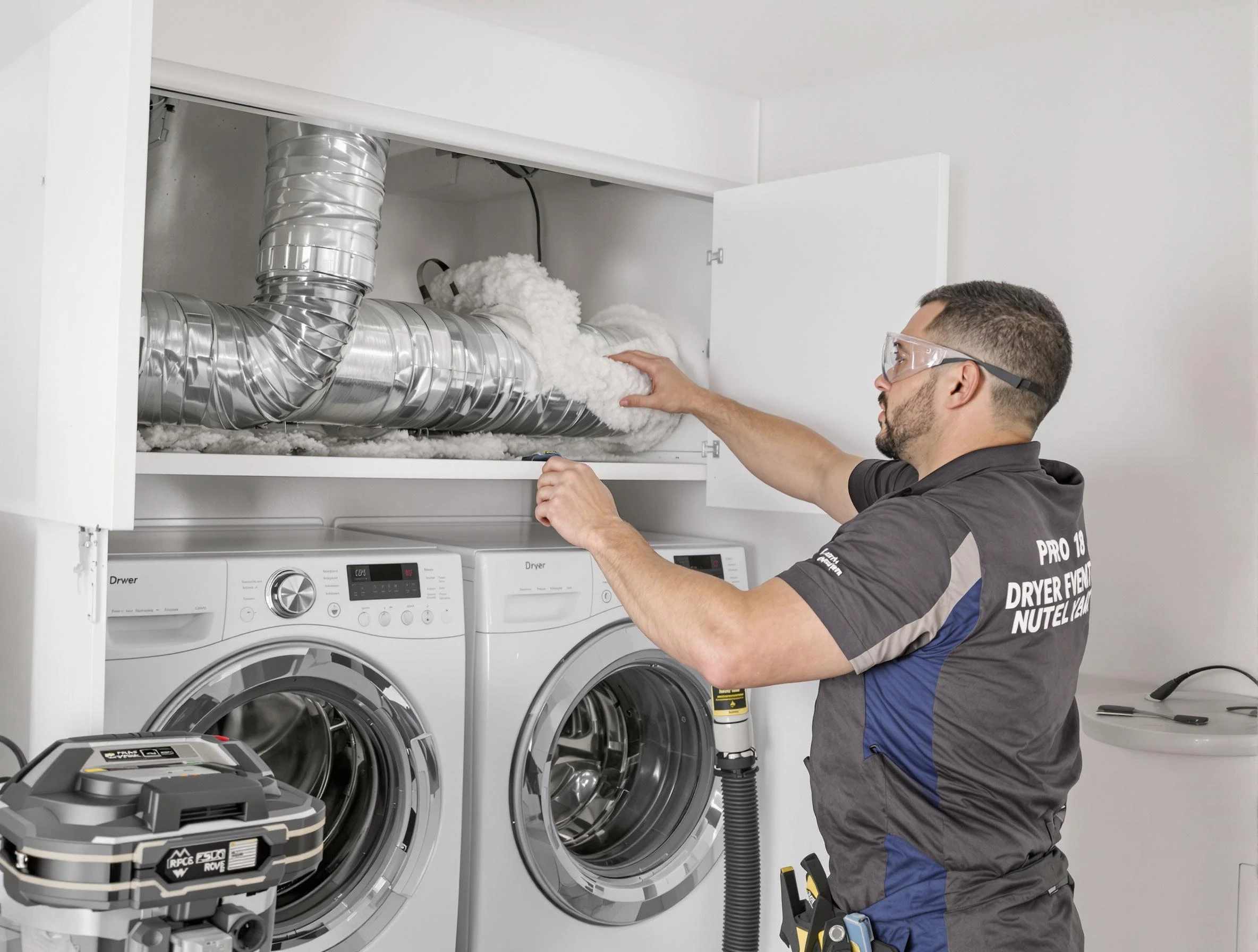 Moon Dryer Vent Cleaning certified technician performing specialized gas dryer vent cleaning in Moon